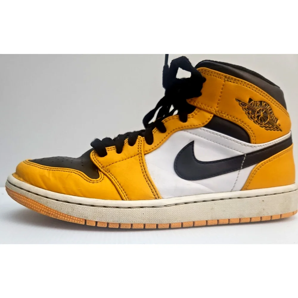 Nike Air Jordan 1 Mid Taxi Yellow Black White Mens Size 9 Sneakers